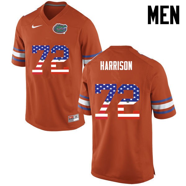 Florida Gators Men #72 Jonotthan Harrison College Football Jersey USA Flag Fashion Orange